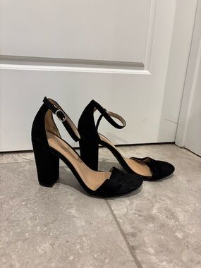 A New Day Black Ankle-Strap Block Heel